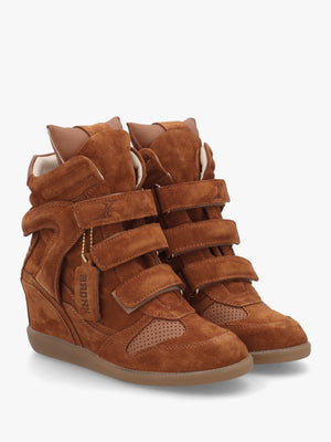 JAE-YY Caramel Suede High Top Wedge Trainers