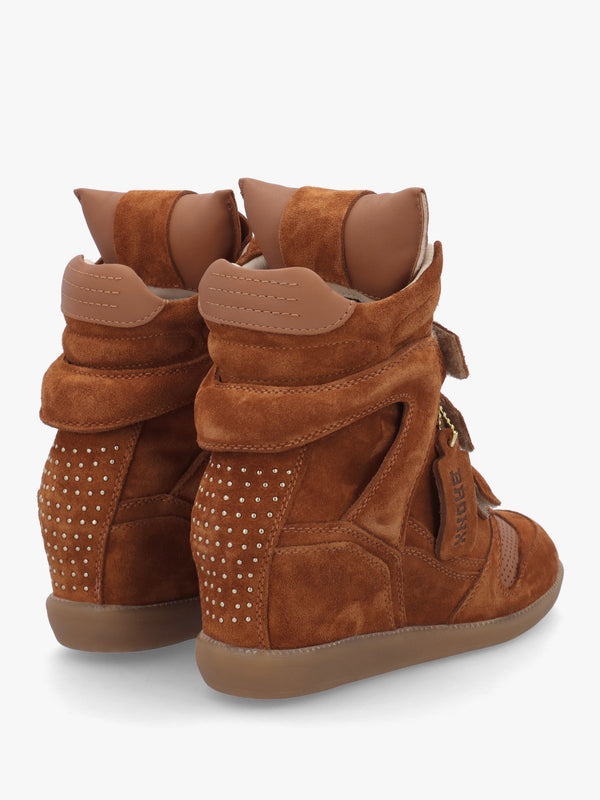 JAE-YY Caramel Suede High Top Wedge Trainers