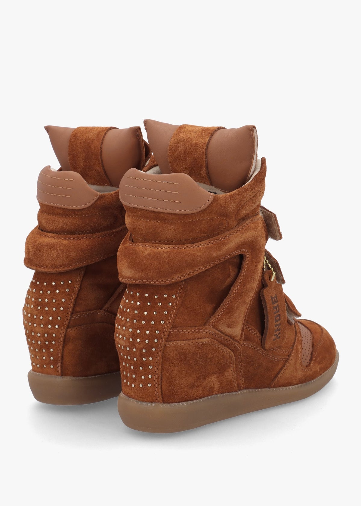 JAE-YY Caramel Suede High Top Wedge Trainers