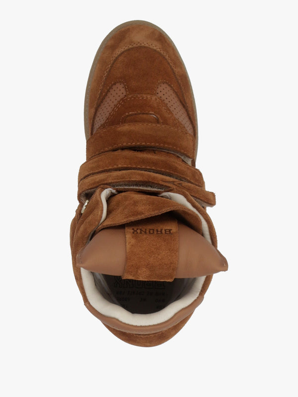 JAE-YY Caramel Suede High Top Wedge Trainers