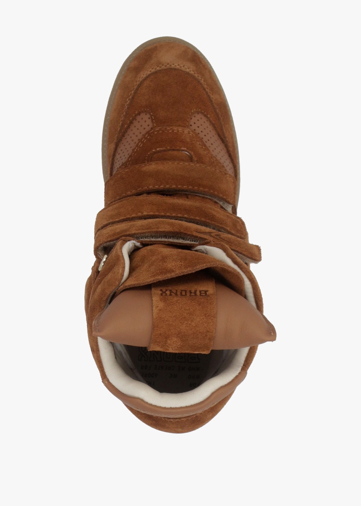 JAE-YY Caramel Suede High Top Wedge Trainers