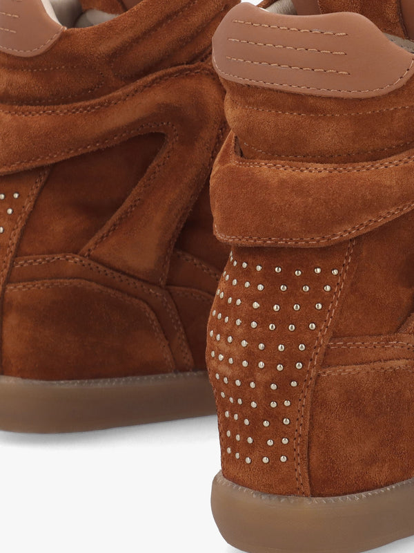 JAE-YY Caramel Suede High Top Wedge Trainers