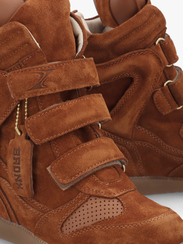 JAE-YY Caramel Suede High Top Wedge Trainers