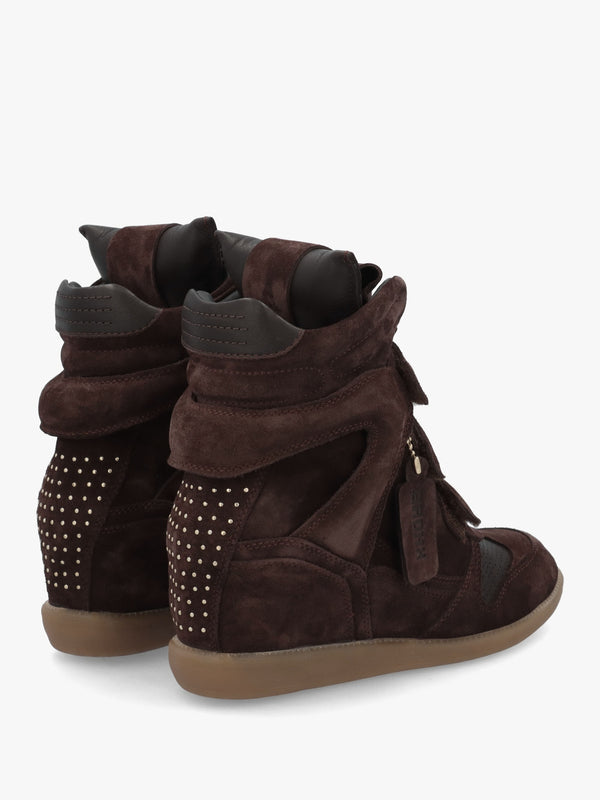 JAE-YY Coffee Bean Suede High Top Wedge Trainers