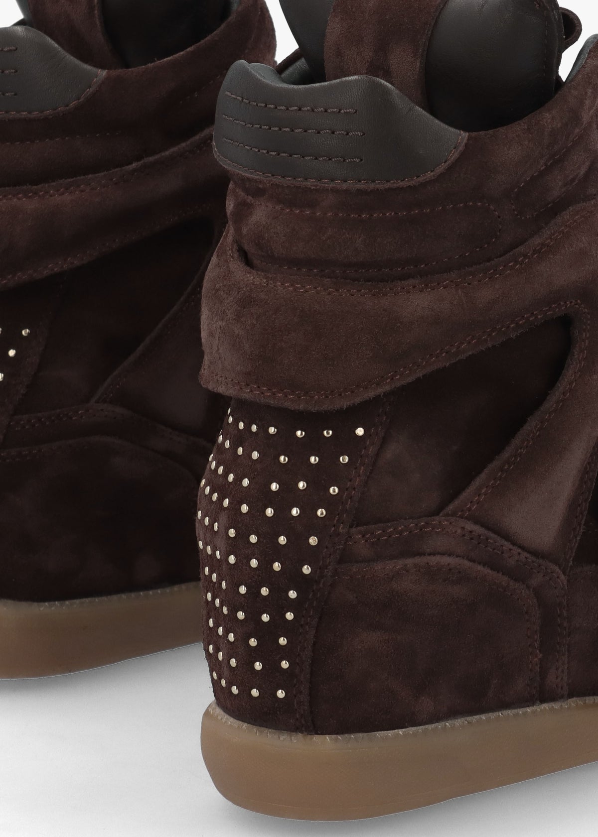 JAE-YY Coffee Bean Suede High Top Wedge Trainers