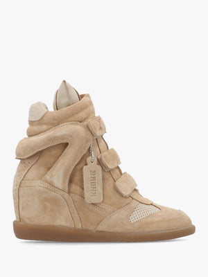 JAE-YY Sand Suede High Top Wedge Trainers