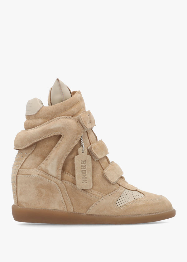 JAE-YY Sand Suede High Top Wedge Trainers