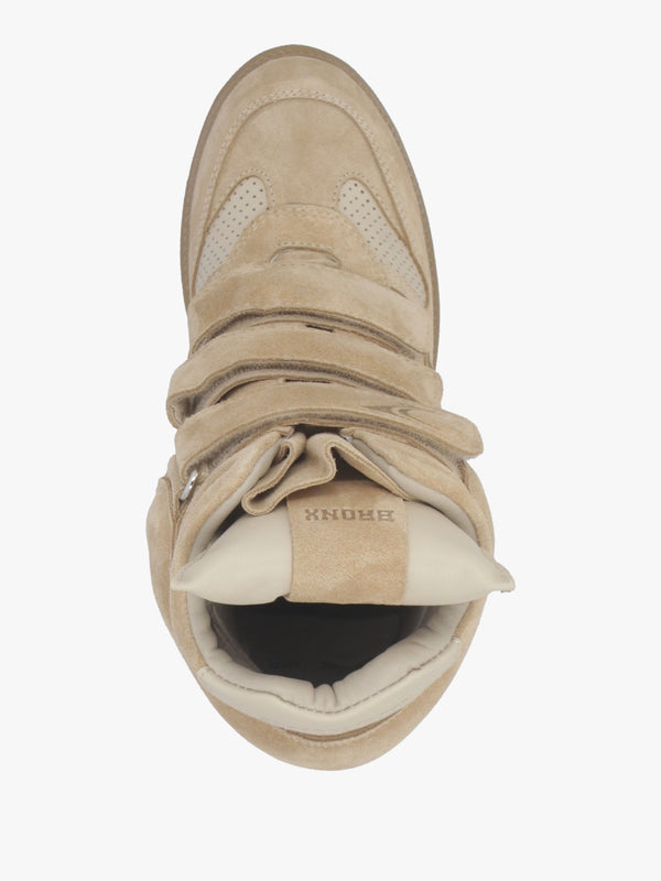 JAE-YY Sand Suede High Top Wedge Trainers