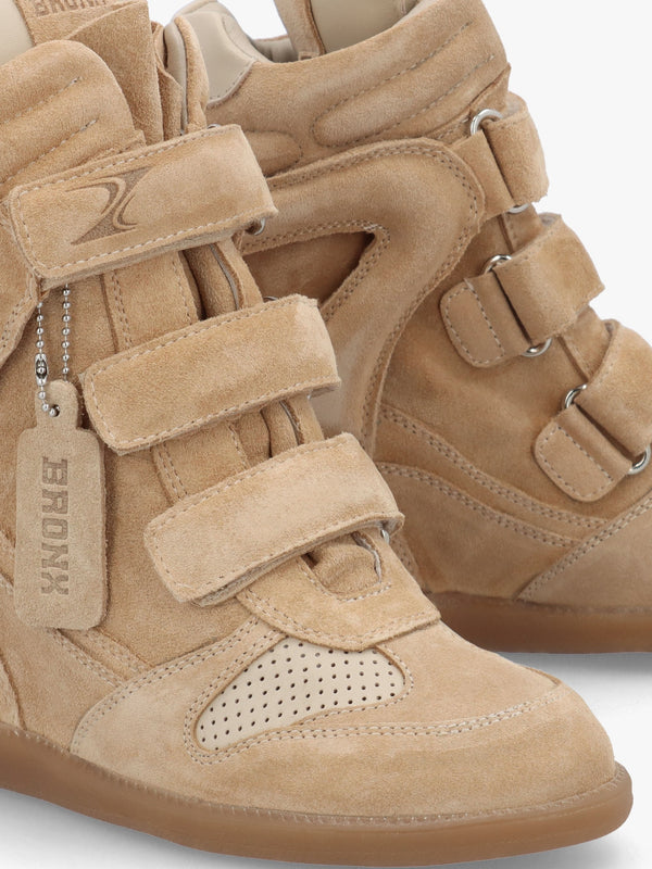 JAE-YY Sand Suede High Top Wedge Trainers