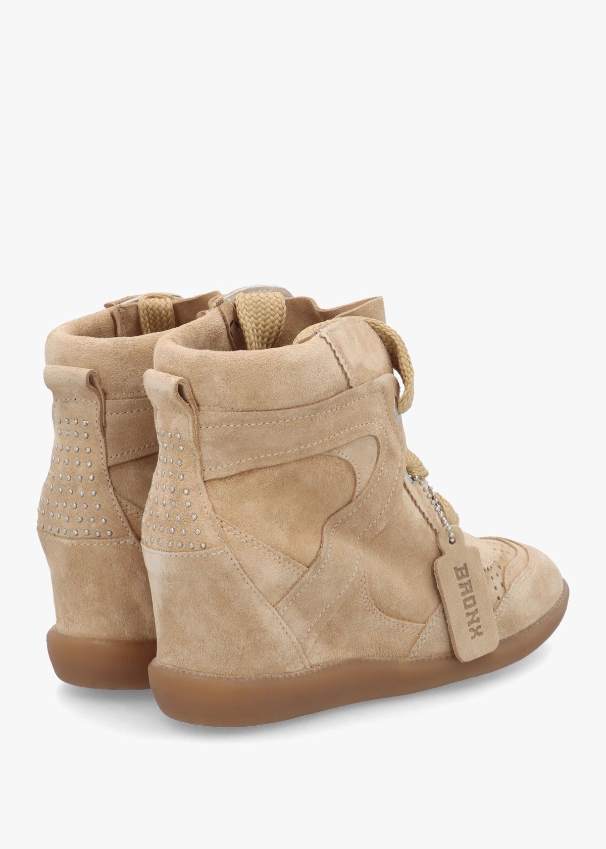 JAE-YY Sand Suede Lace Up High Top Wedge Trainers