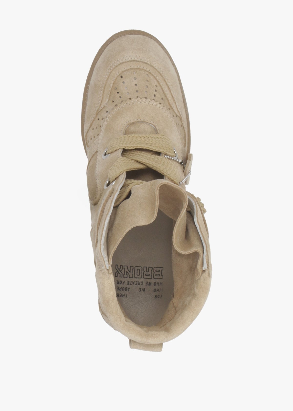 JAE-YY Sand Suede Lace Up High Top Wedge Trainers