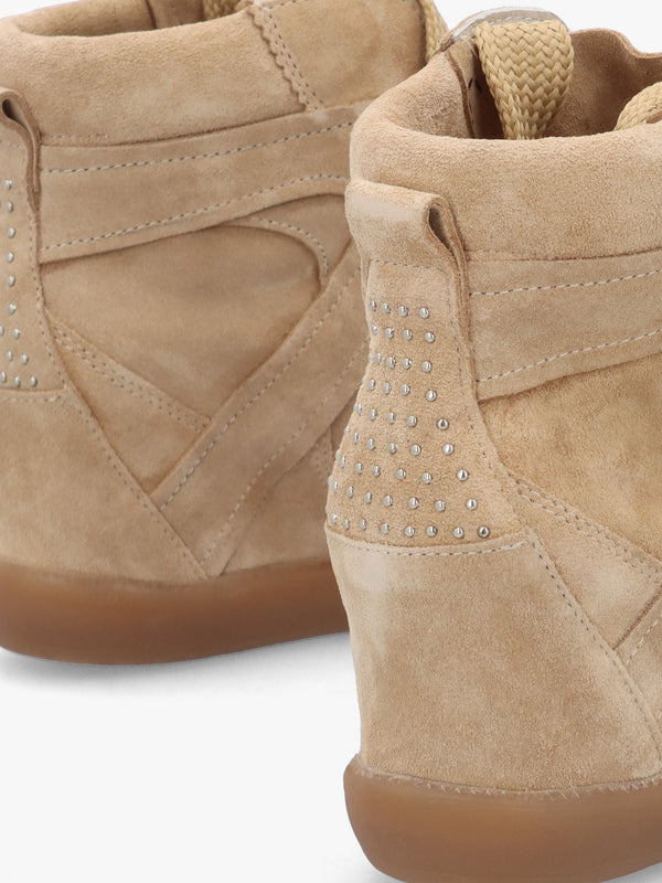 JAE-YY Sand Suede Lace Up High Top Wedge Trainers