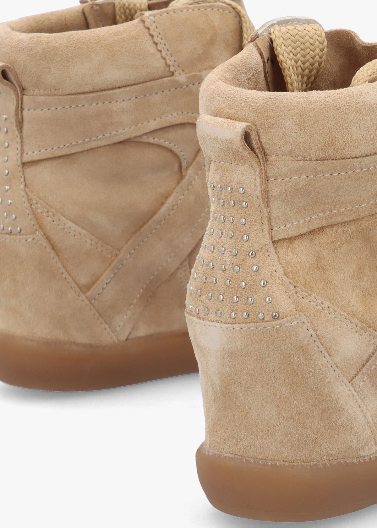 JAE-YY Sand Suede Lace Up High Top Wedge Trainers