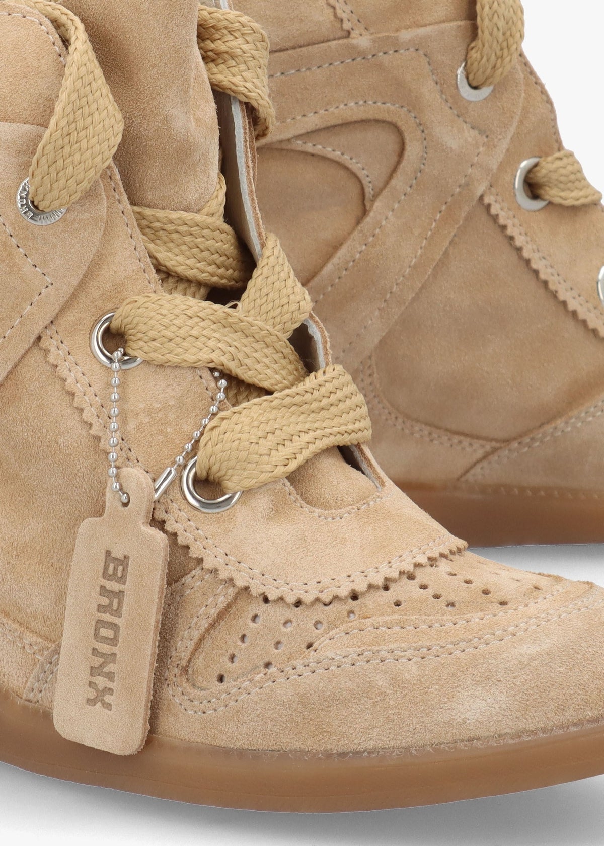 JAE-YY Sand Suede Lace Up High Top Wedge Trainers