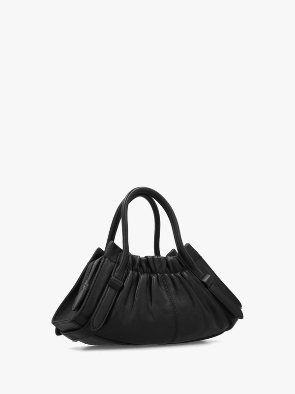 The Cristina Small Black Leather Satchel Bag
