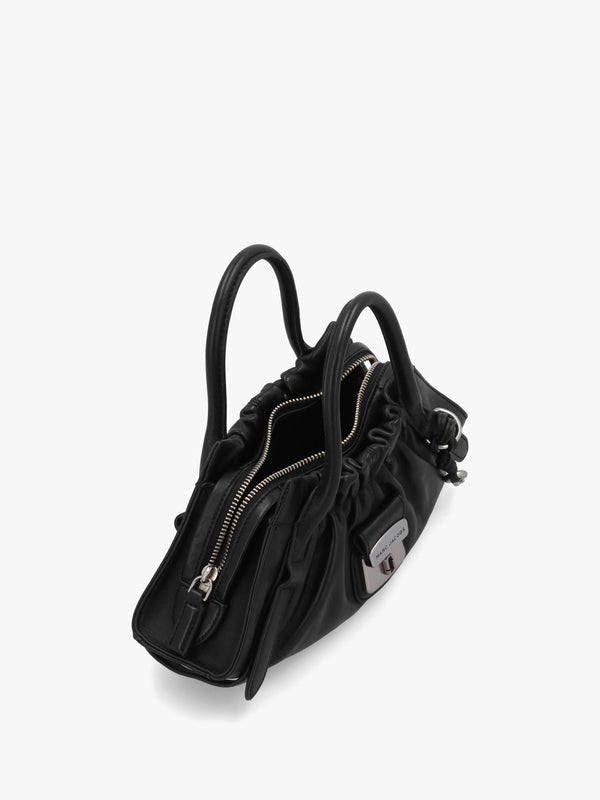 The Cristina Small Black Leather Satchel Bag
