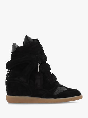 JAE-YY Black Suede High Top Wedge Trainers