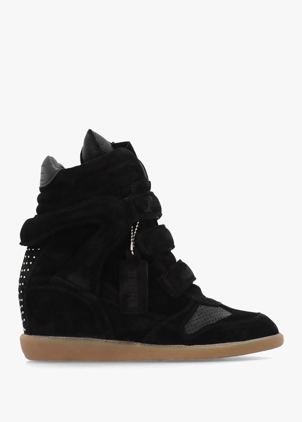 JAE-YY Black Suede High Top Wedge Trainers