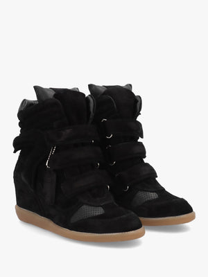 JAE-YY Black Suede High Top Wedge Trainers