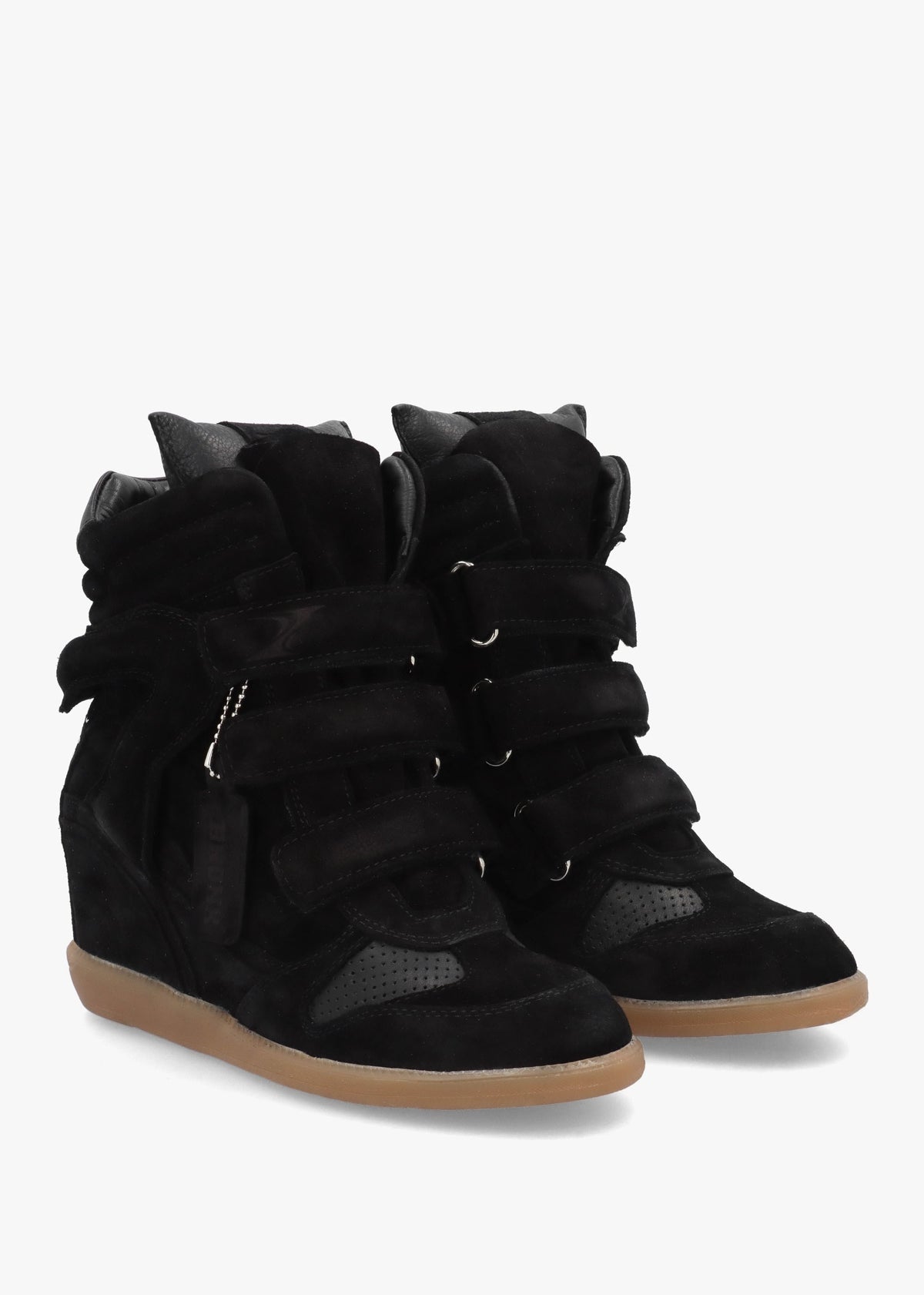 JAE-YY Black Suede High Top Wedge Trainers