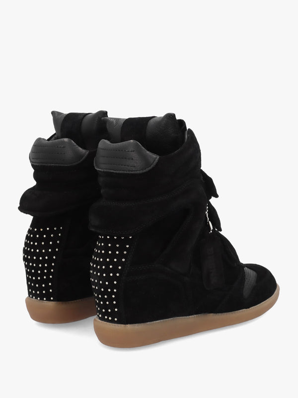 JAE-YY Black Suede High Top Wedge Trainers