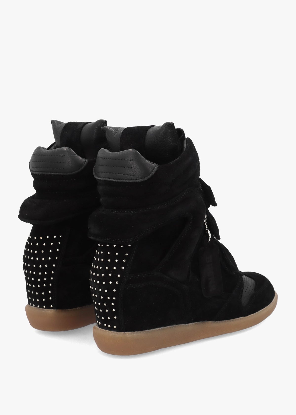 JAE-YY Black Suede High Top Wedge Trainers