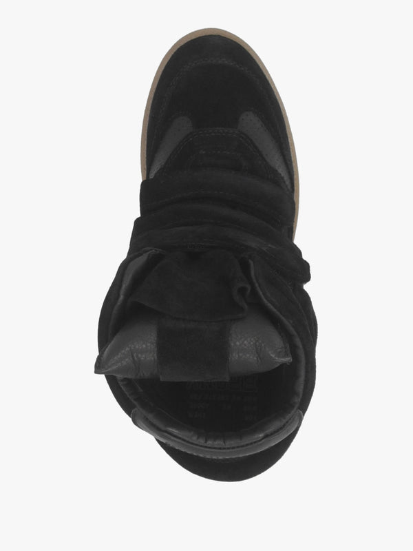 JAE-YY Black Suede High Top Wedge Trainers