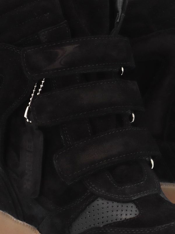 JAE-YY Black Suede High Top Wedge Trainers