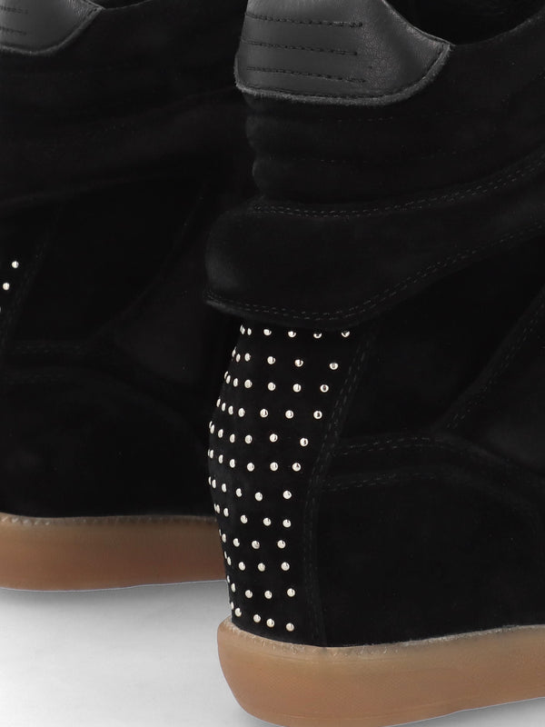 JAE-YY Black Suede High Top Wedge Trainers