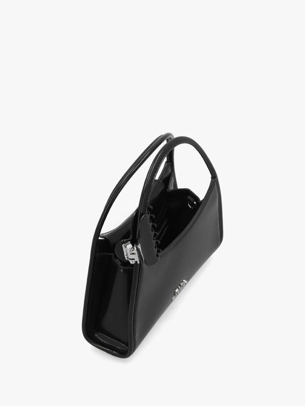 The Glam Claw Clip Black Leather Cross-Body Bag