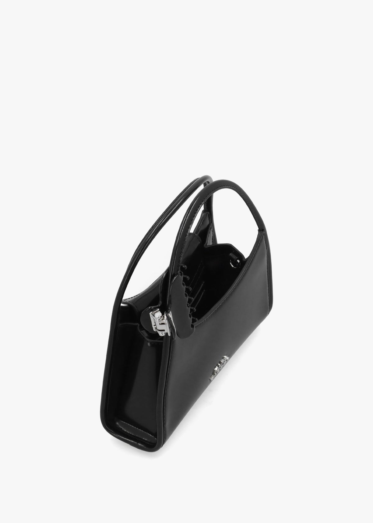 The Glam Claw Clip Black Leather Cross-Body Bag