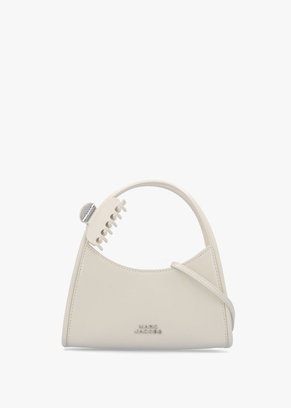 The Glam Claw Clip Cotton White Leather Cross-Body Bag