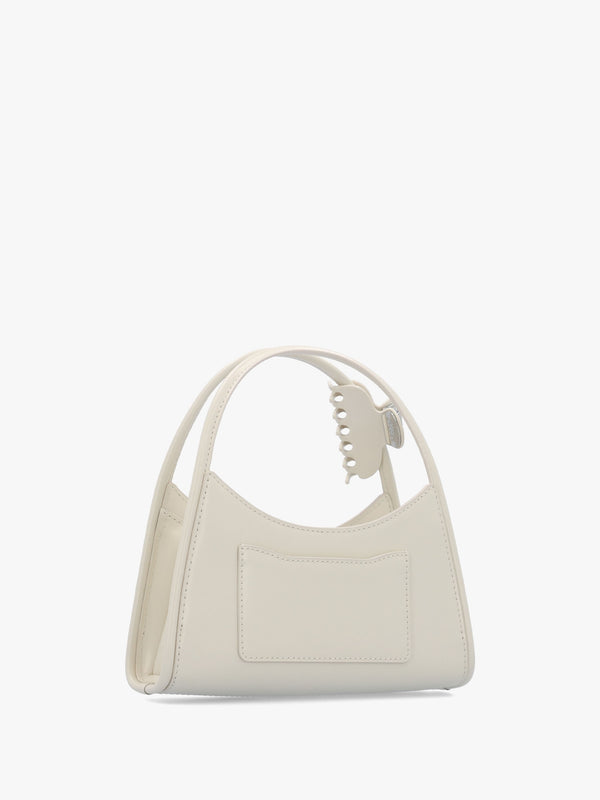 The Glam Claw Clip Cotton White Leather Cross-Body Bag