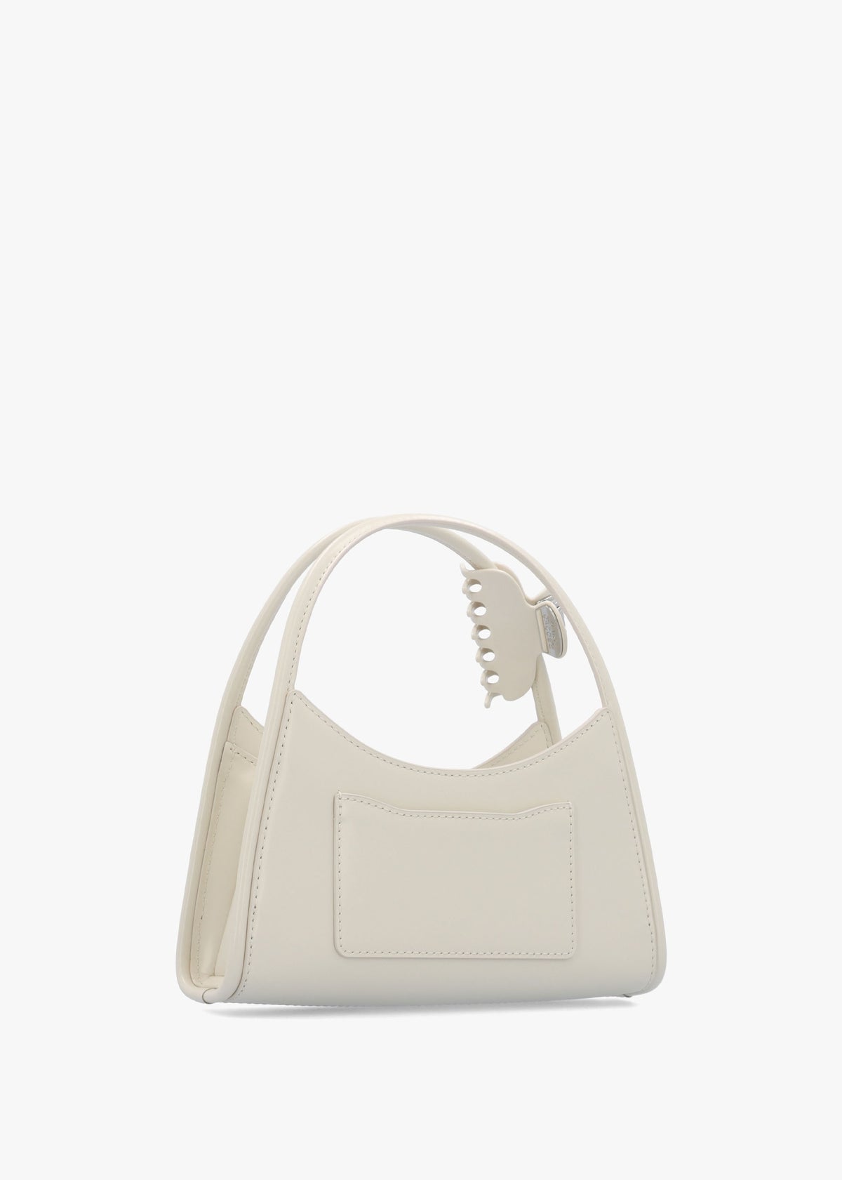The Glam Claw Clip Cotton White Leather Cross-Body Bag