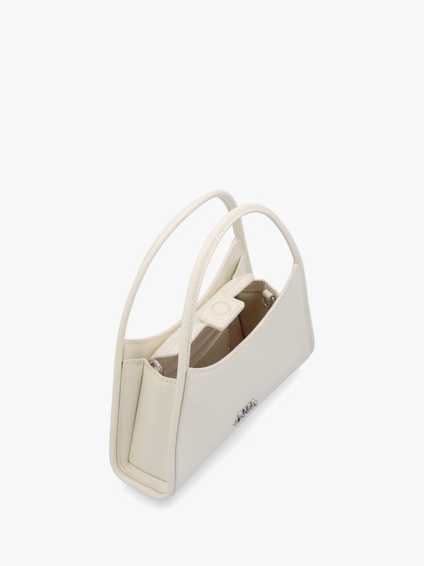 The Glam Claw Clip Cotton White Leather Cross-Body Bag