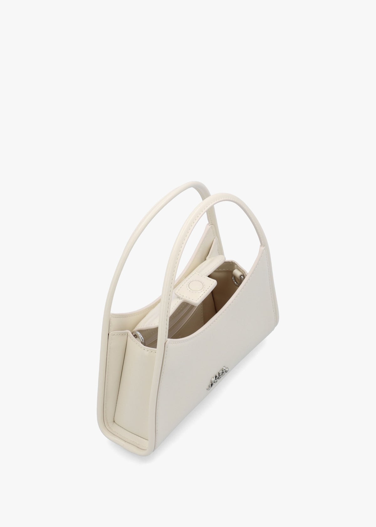 The Glam Claw Clip Cotton White Leather Cross-Body Bag