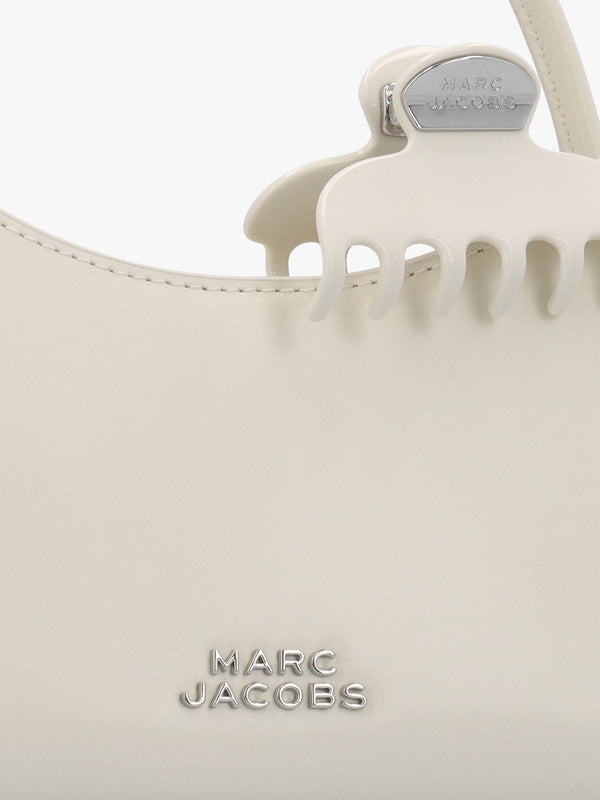 The Glam Claw Clip Cotton White Leather Cross-Body Bag