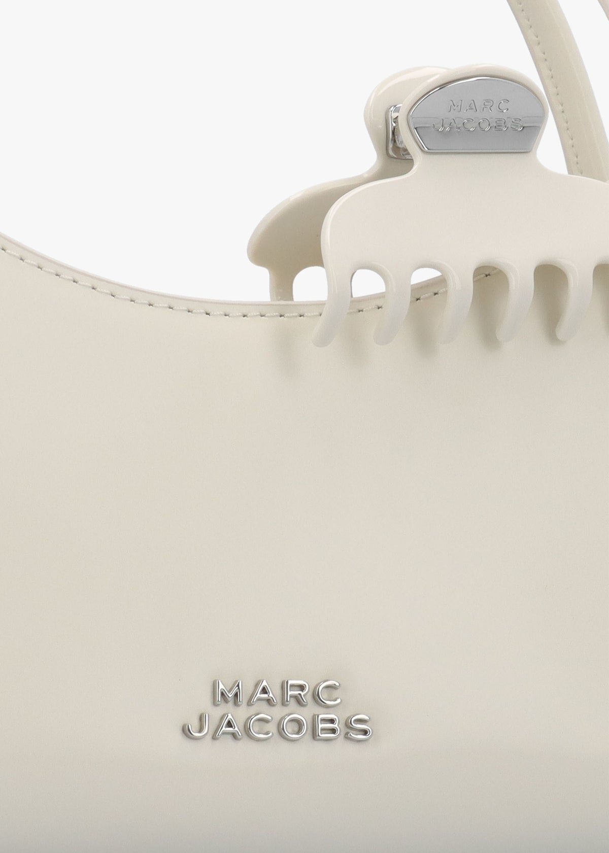 The Glam Claw Clip Cotton White Leather Cross-Body Bag