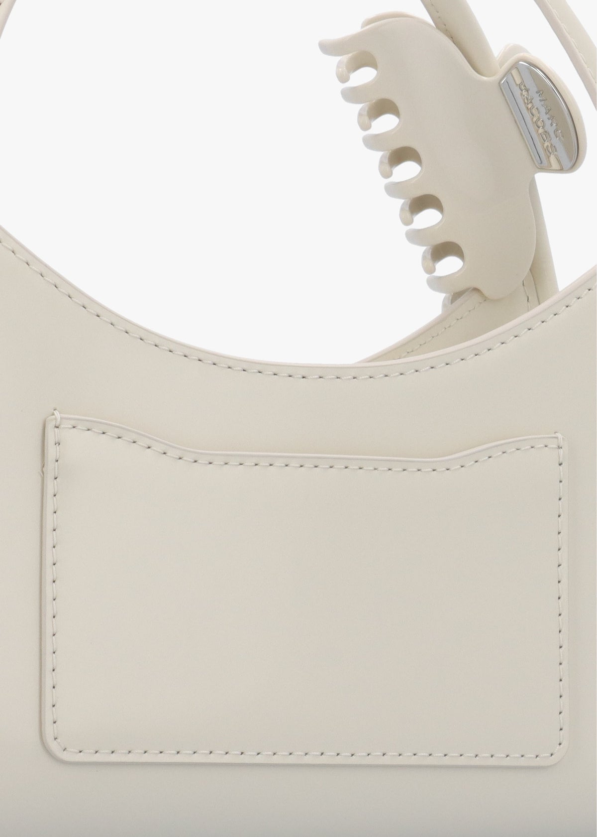 The Glam Claw Clip Cotton White Leather Cross-Body Bag