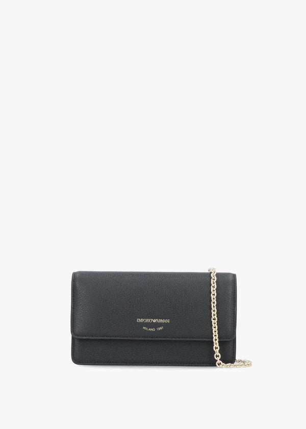 Mini Nero Tumbled Leather Cross-Body Bag