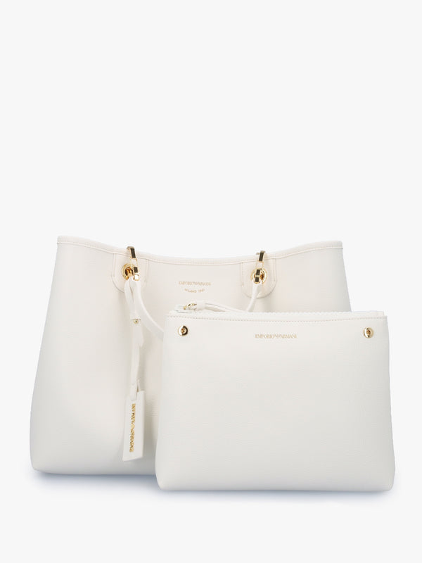 Medium Myea Bianco Cuoio Shopper With Pouch