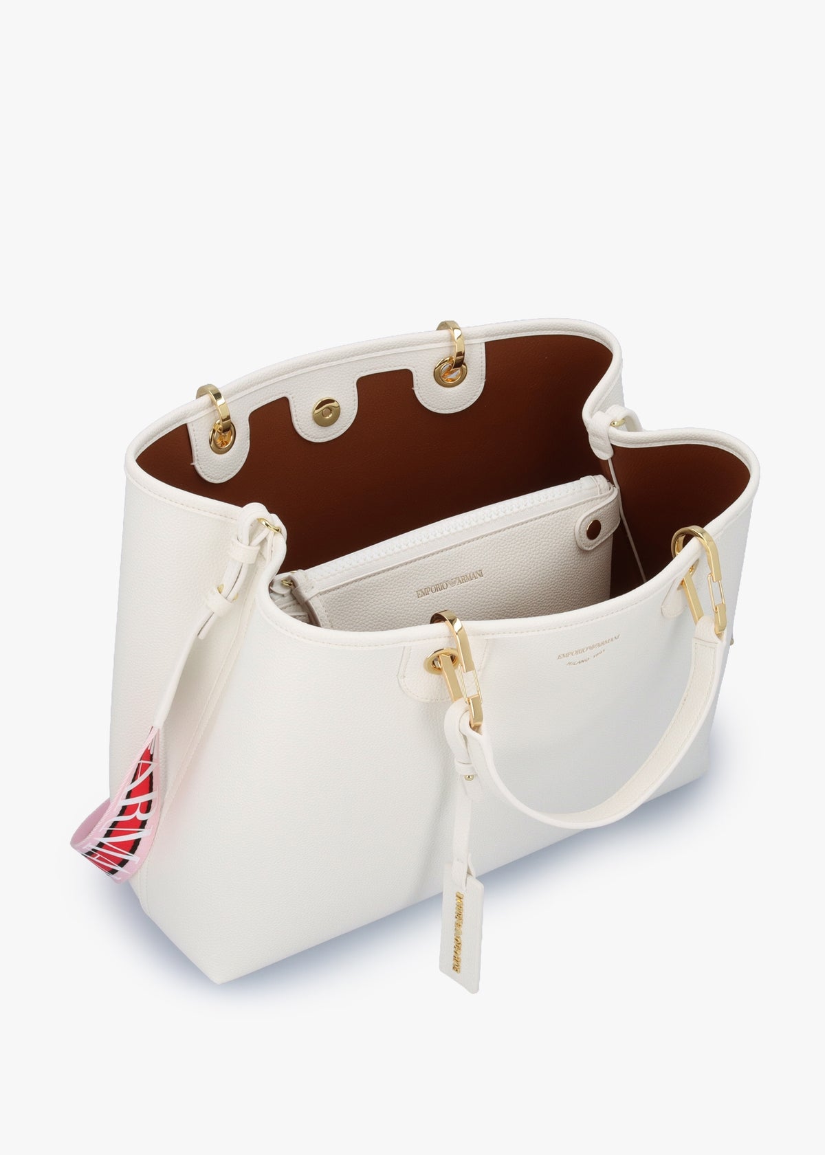 Medium Myea Bianco Cuoio Shopper With Pouch