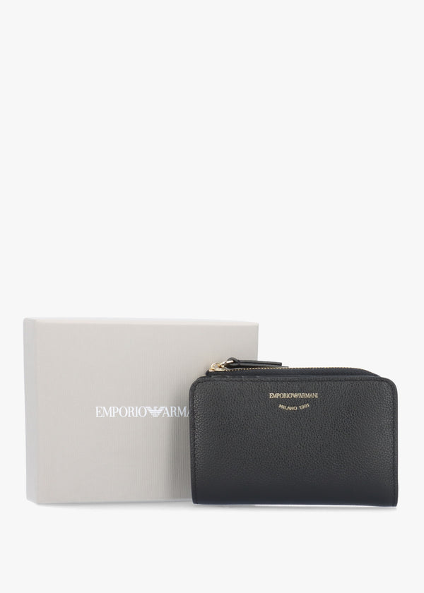 Bifold Nero Tumbled Leather Zip Around Wallet