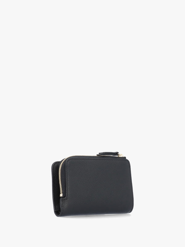 Bifold Nero Tumbled Leather Zip Around Wallet