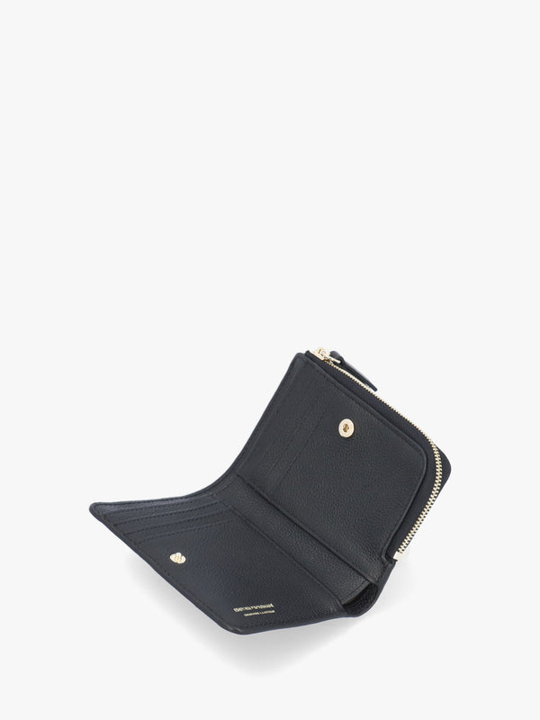 Bifold Nero Tumbled Leather Zip Around Wallet