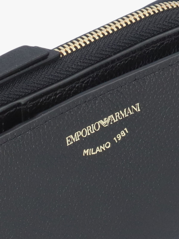 Bifold Nero Tumbled Leather Zip Around Wallet