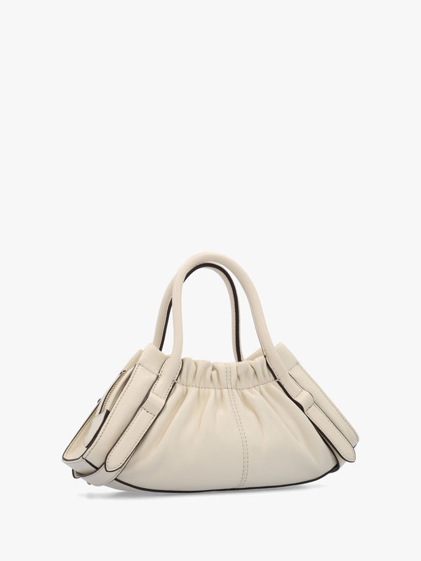 The Cristina Small Ivory Leather Satchel Bag
