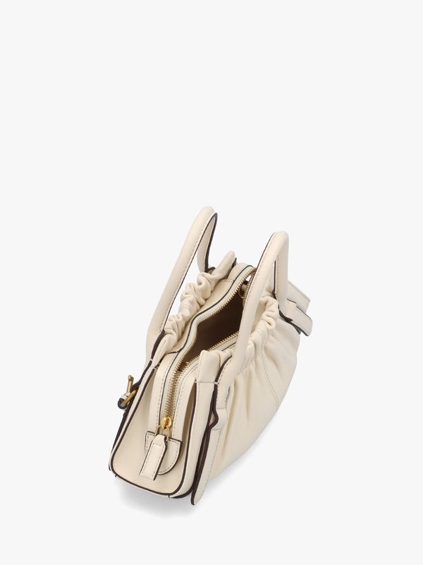 The Cristina Small Ivory Leather Satchel Bag