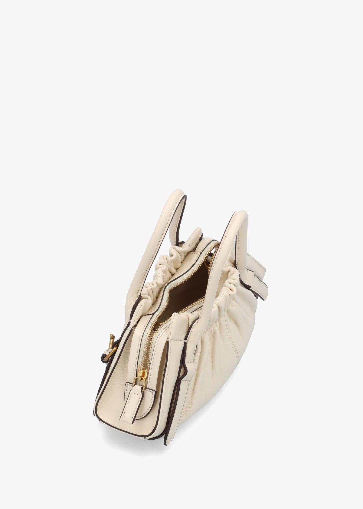 The Cristina Small Ivory Leather Satchel Bag