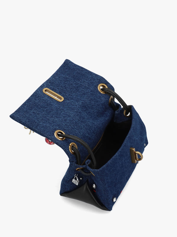 The Trinket Charm Denim Mini Dual Bag